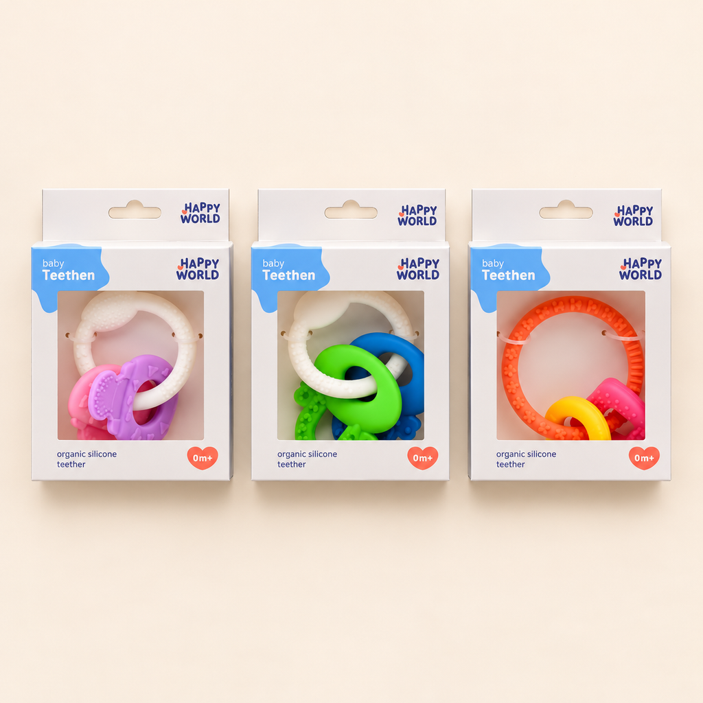 Silikon-Beißring für Babys, 4-fach sortiert – Produktansicht 2
