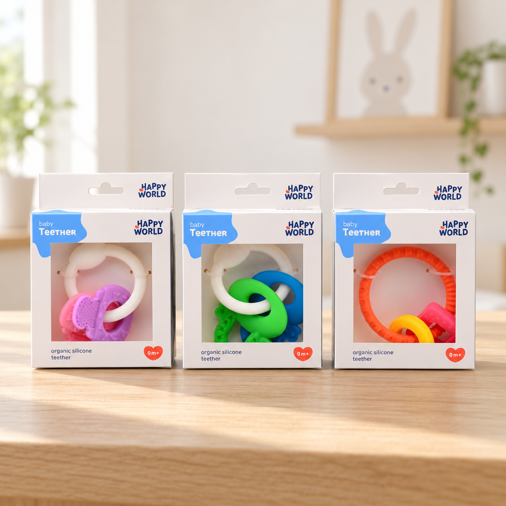 Silikon-Beißring für Babys, 4-fach sortiert – Produktansicht 4