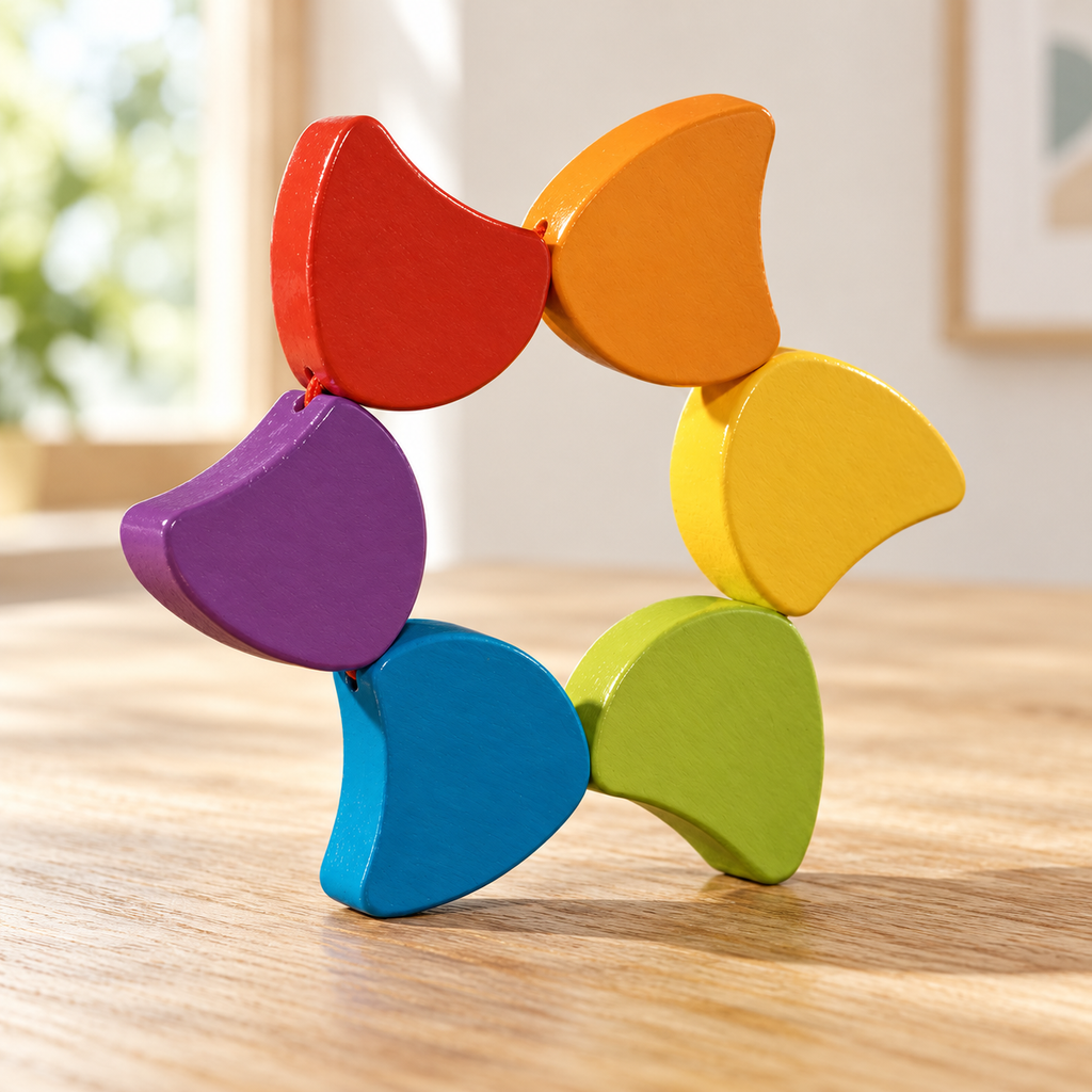 EMILO Regenbogen-Greifring aus FSC-Holz – Produktansicht 4