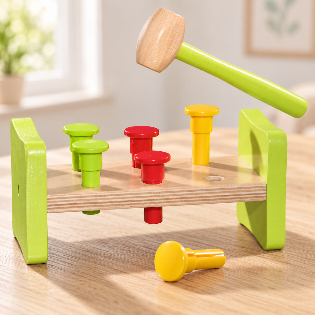 EMILO Holz-Klopfbank mit Hammer, ab 1 Jahr – Produktansicht 4